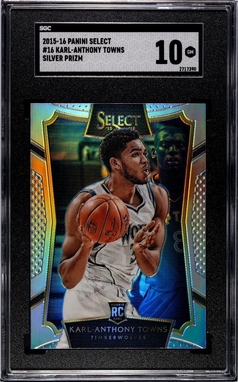 Karl-Anthony Towns 2015-16 Panini Select Silver Prizm Rookie Card-SGC Graded 10