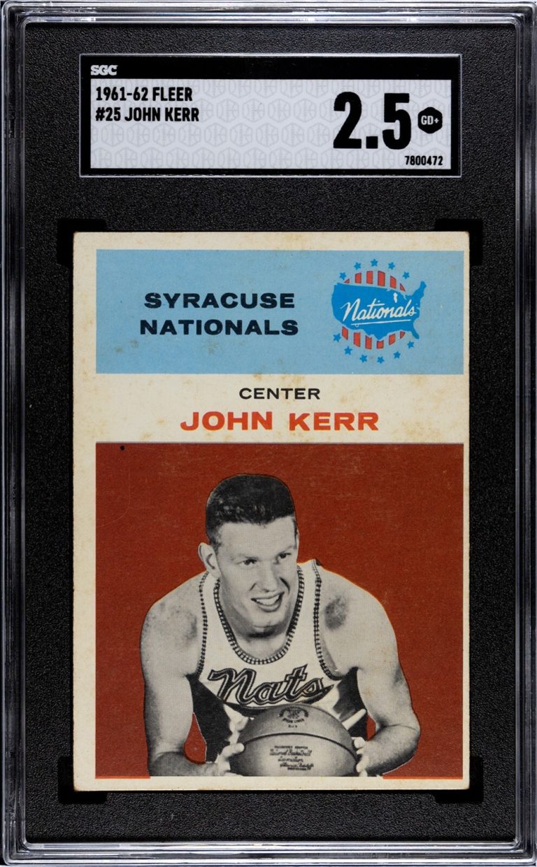 John Kerr 1961-62 Fleer Card #25- SGC Graded 2.5 Good+ (Syracuse Nationals)