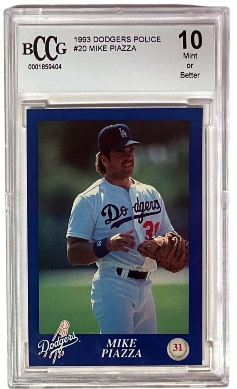 Mike Piazza 1993 Dodgers Police Rookie Card (RC) #31- BCCG Graded 10 Mint or Bet