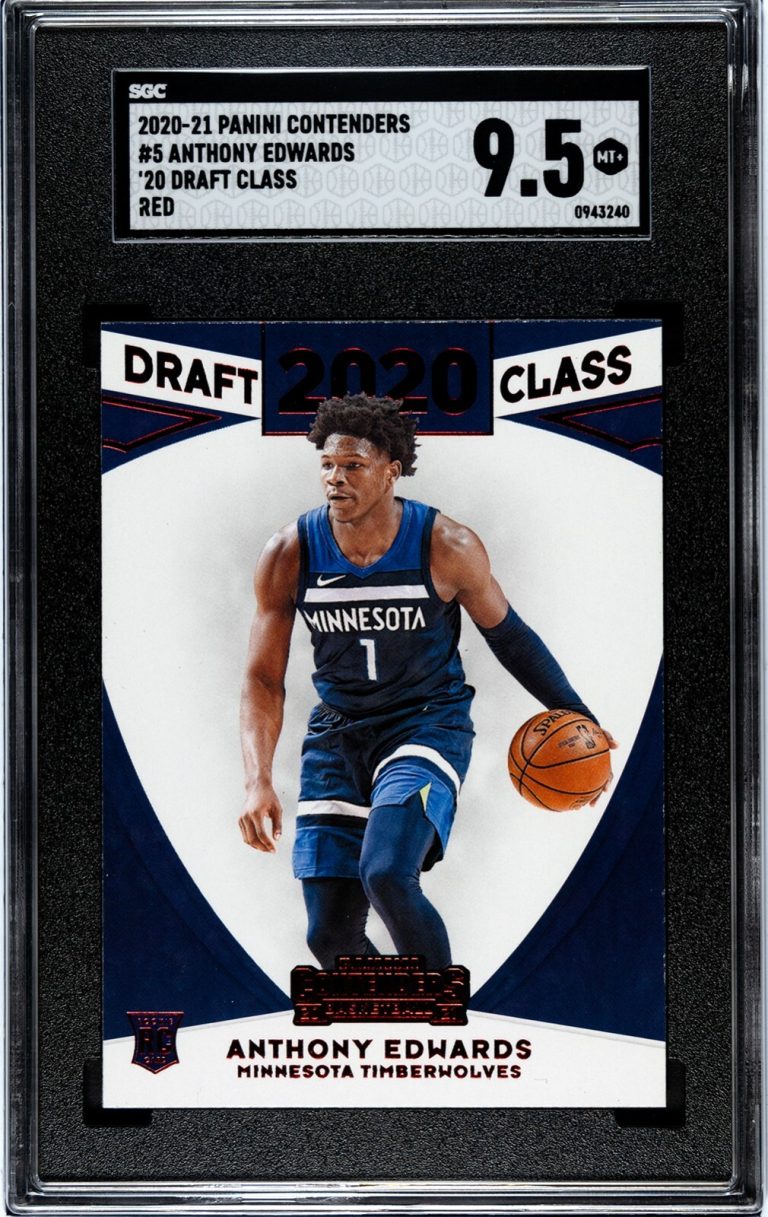 Anthony Edwards 2020-21 Panini Contenders Red Rookie Card- SGC Graded 9.5 Mint+