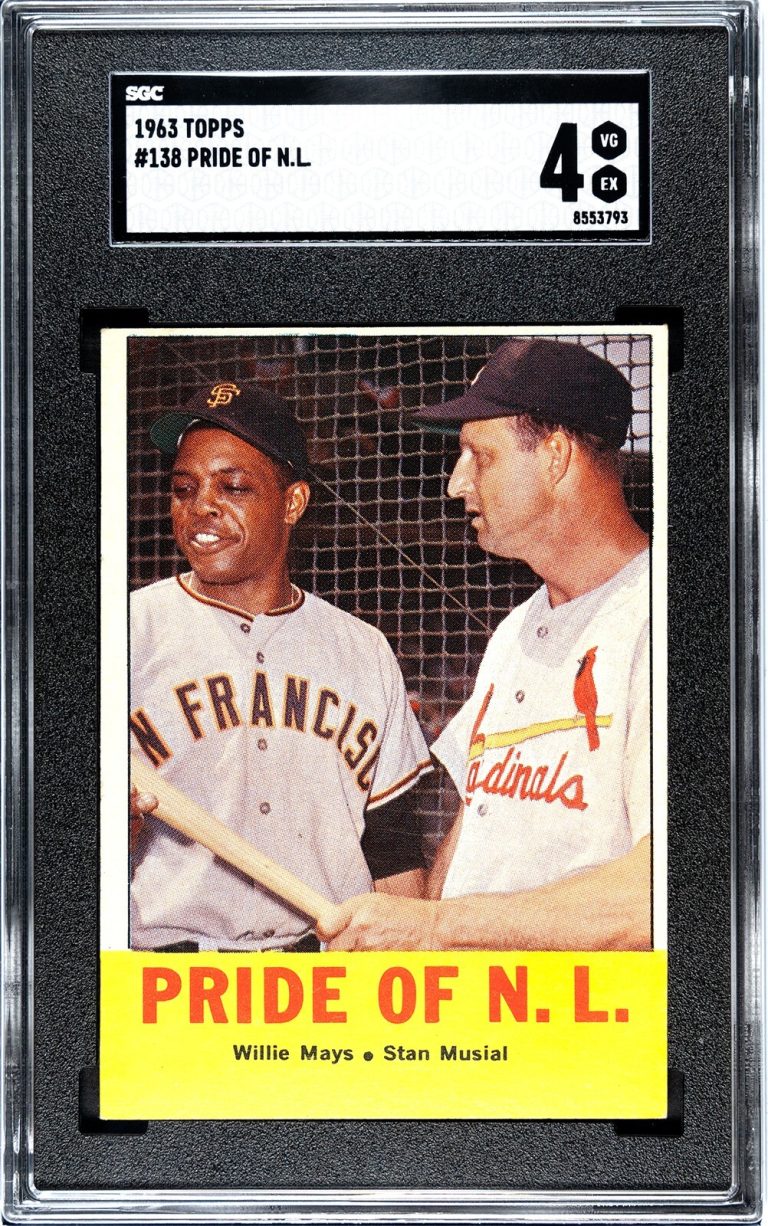 Willie Mays/Stan Musial 1963 Topps Pride of NL Card #138 HOF- SGC Graded 4 VG-EX