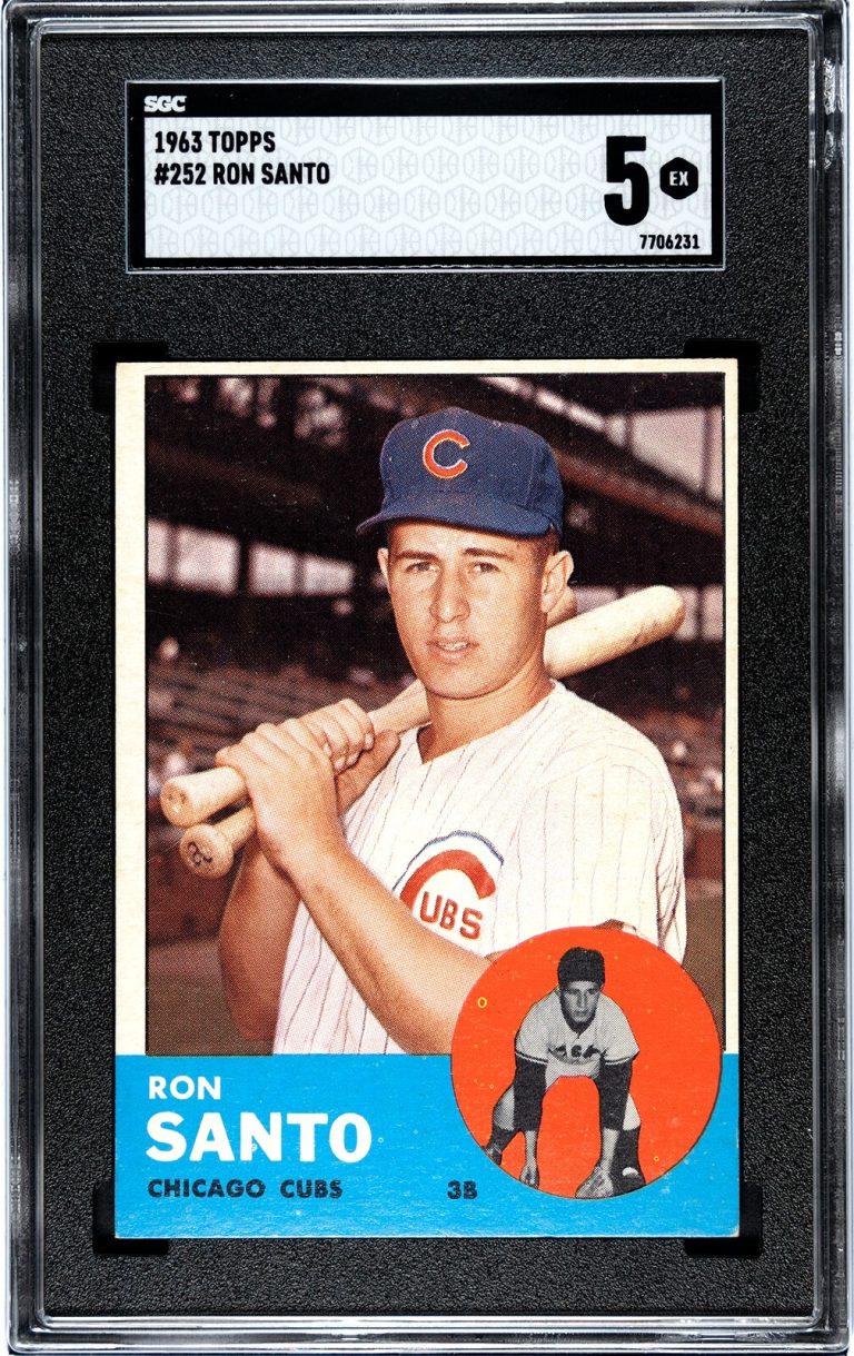 Ron Santo 1963 Topps Card #252- SGC Graded 5 EX (Chicago Cubs/HOF/9XAS)