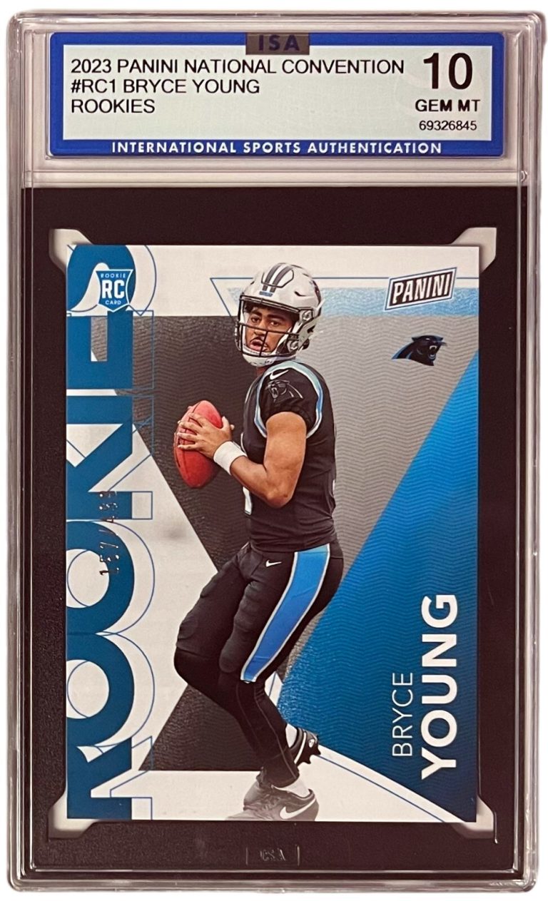 Bryce Young 2023 Panini National Card (RC) Panthers #RC1- 157/199- ISA Graded 10
