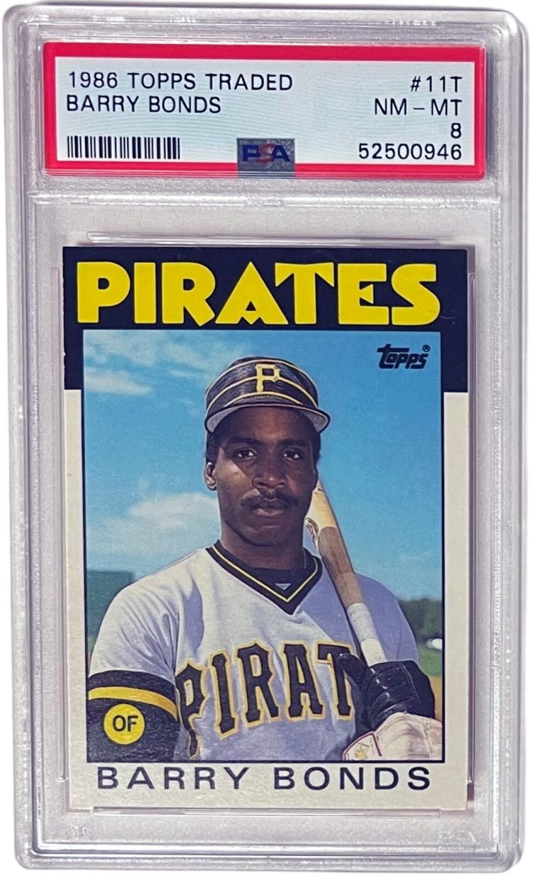 Barry Bonds 1986 Topps Traded Rookie Card (RC) #11T Pirates - PSA Graded 8 NM-MT