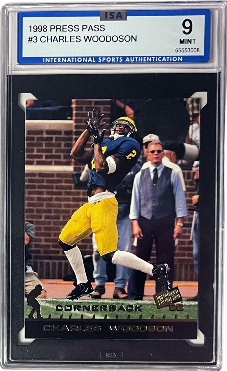 Charles Woodson 1998 Press Pass Rookie Card (RC) #3- ISA Graded 9 Mint