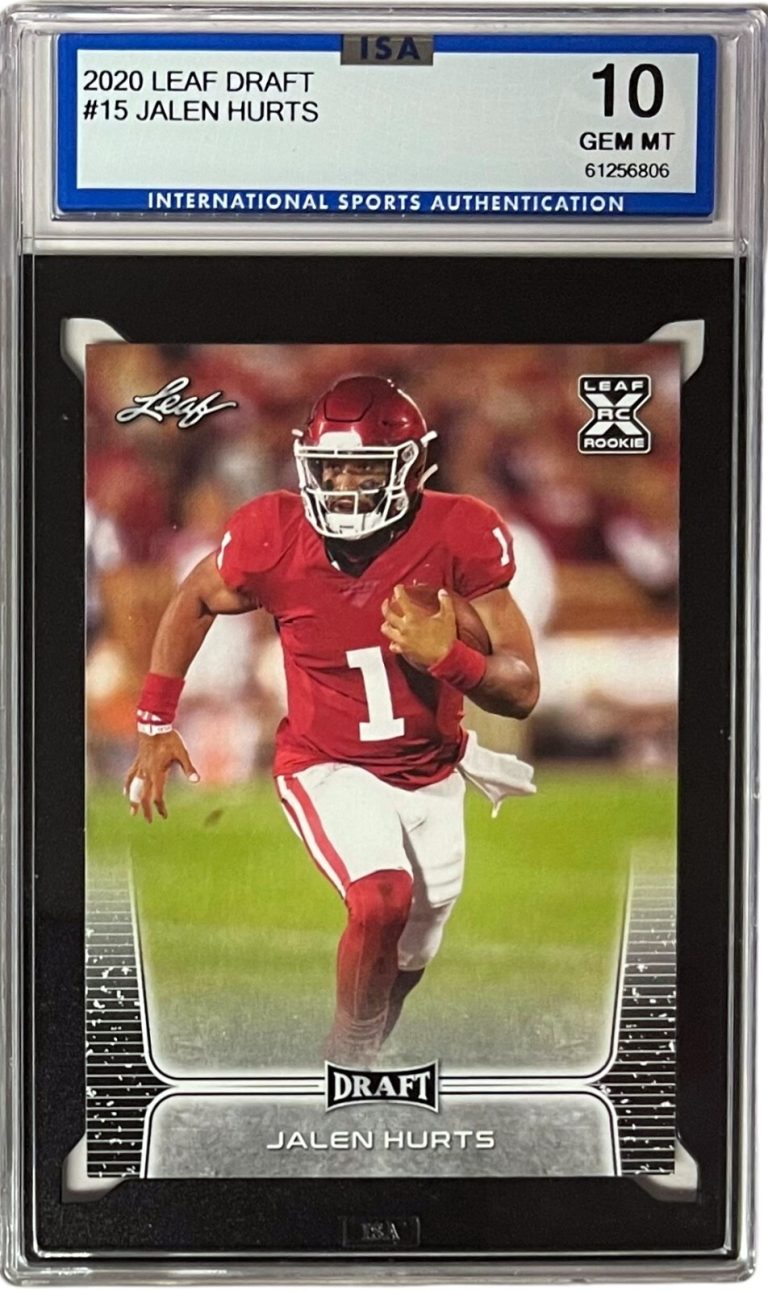 Jalen Hurts 2020 Leaf Draft Rookie Card (RC) #15- ISA Graded 10 Gem Mint