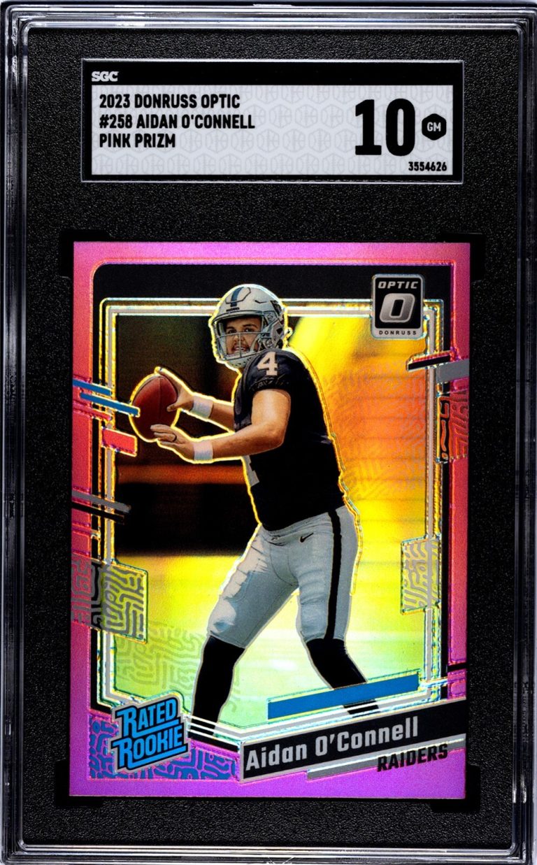 Aidan O'Connell 2023 Donruss Optic Pink Prizm Rookie Card-SGC Graded 10 Gem Mint