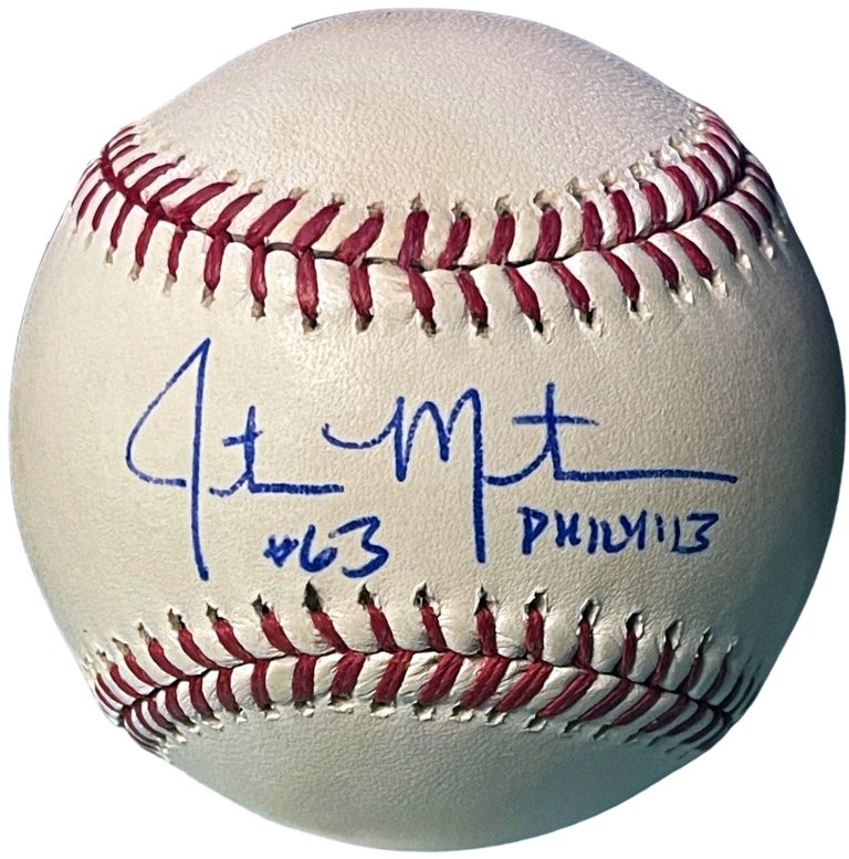 Justin Masterson signed Official Rawlings Major League Baseball Phil 4:13 toned