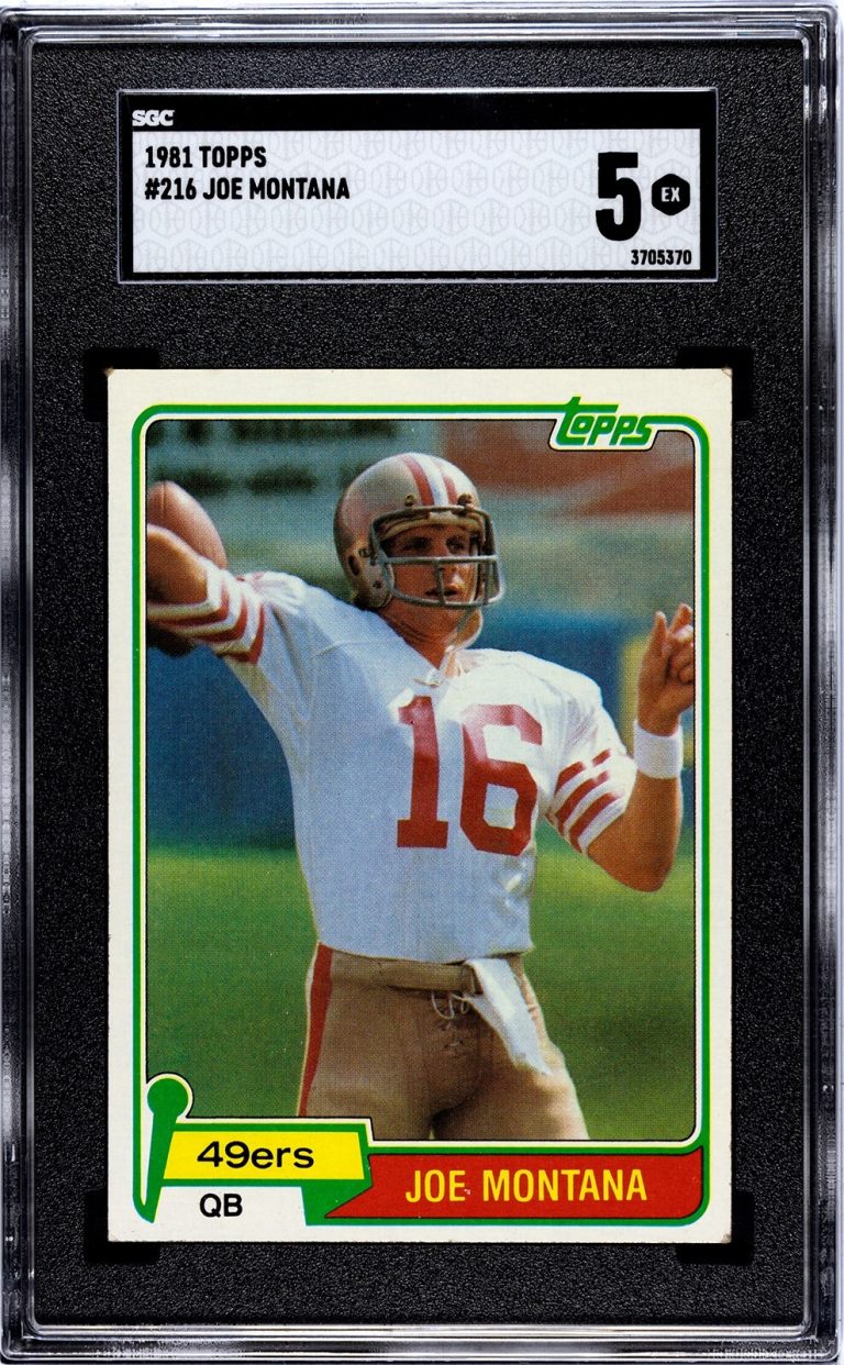 Joe Montana 1981 Topps Rookie Card (RC) #216 San Fran 49'ers - SGC Graded 5 EX