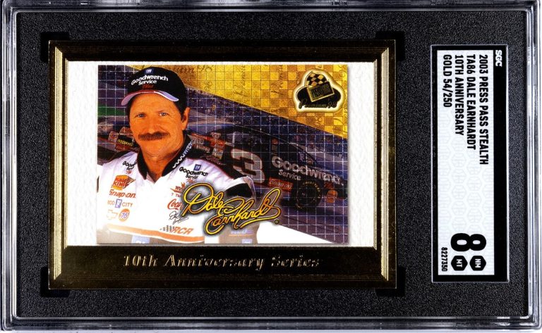 Dale Earnhardt 2003 Press Pass Stealth 10th Ann. Gold Card- /250- SGC Graded 8