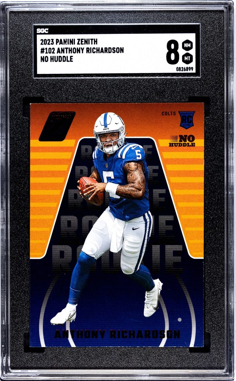 Anthony Richardson 2023 Panini Zenith No Huddle RC Card 102 - SGC Graded 8 NM-MT