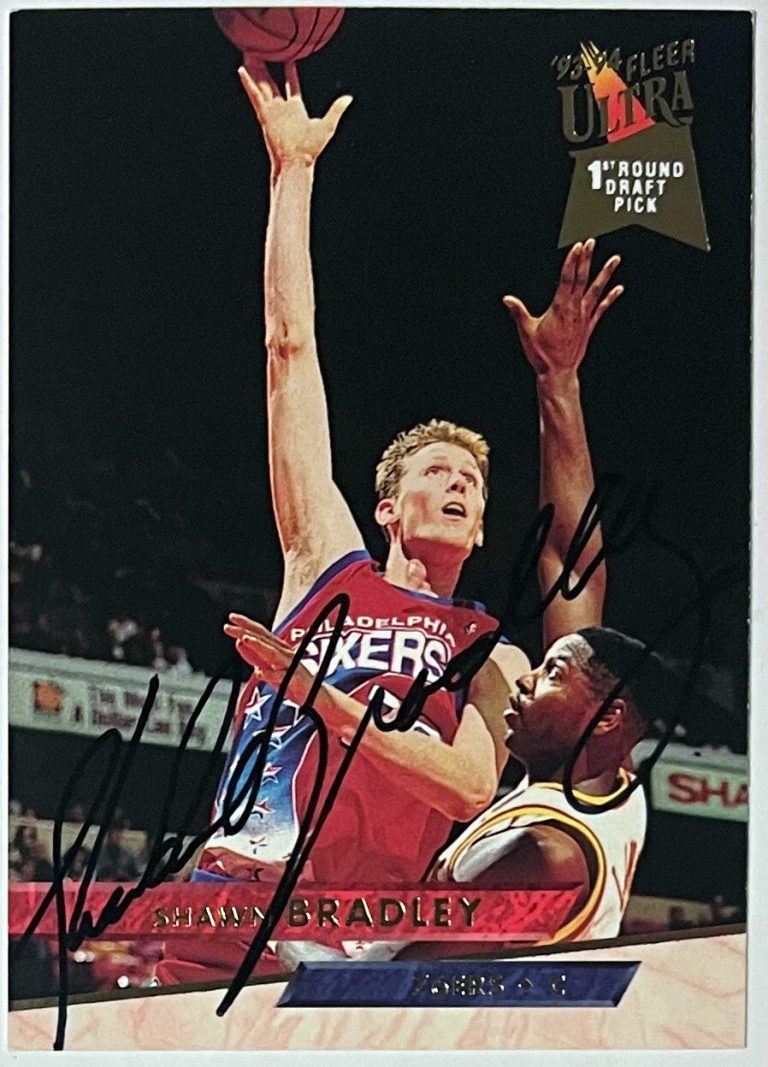 Shawn Bradley signed 1992-93 Fleer Ultra On Card Auto #310- COA (76ers)