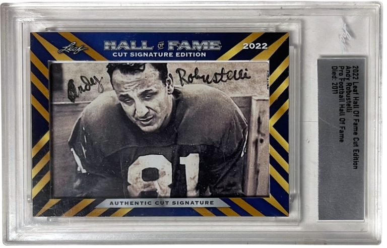 Andy Robustelli signed 2022 Leaf Hall of Fame Cut Edition- Leaf Encapsulated