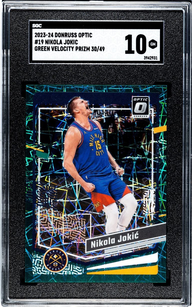 Nikola Jokic 2023-24 Donruss Optic Green Velocity Prizm Card- SGC Graded 10 GM