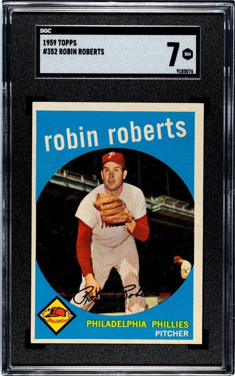 Robin Roberts 1959 Topps Baseball Card #352- SGC Graded 7 NM (Phillies/HOF)
