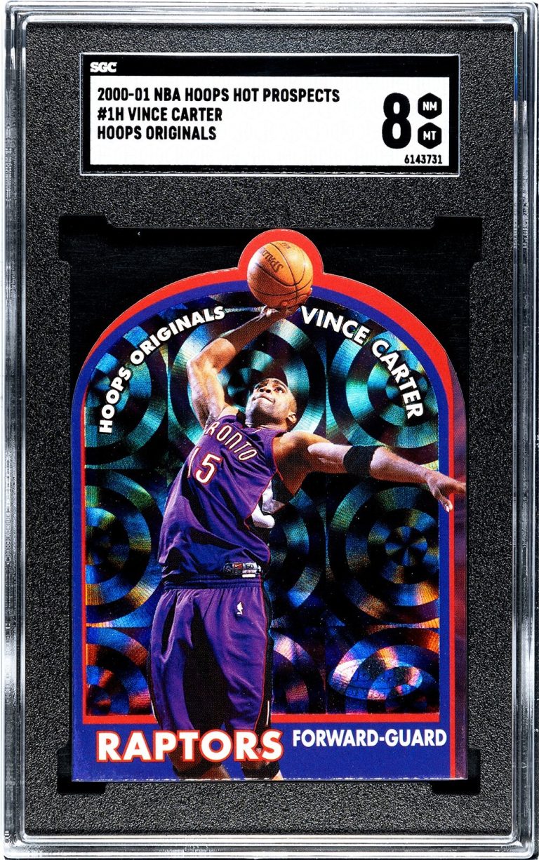 Vince Carter 2000-01 NBA Hoops Hot Prospects Orig Die-Cut Card 1H- SGC Graded 8