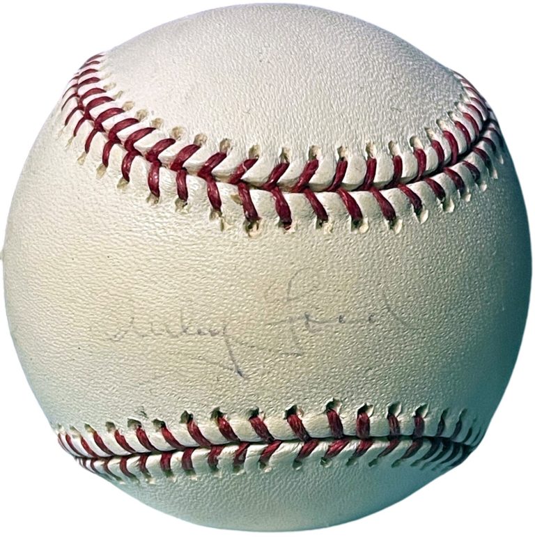 Whitey Ford signed OFC Rawlings Major League Baseball imperfect/faded- Steiner