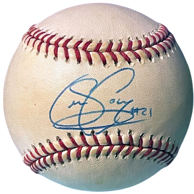 Sean Casey signed Official Rawlings Major League Baseball #21 toned- COA