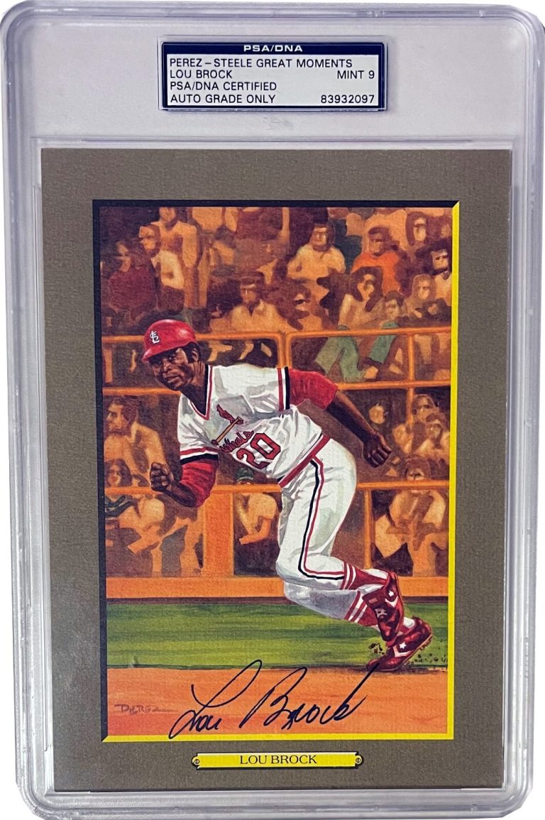 Lou Brock signed St. Louis Cardinals Perez Steele Great Moments #66- PSA/DNA