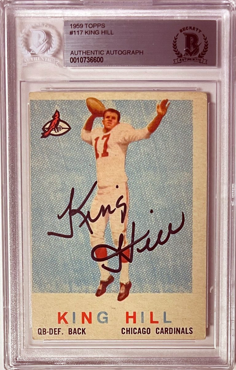 King Hill signed 1959 Topps NFL Card #117 - Beckett/BAS Encapsulated (Cardinals)