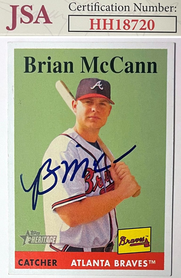 Brian McCann signed 2007 Topps Heritage Baseball On Card Auto #390- JSA