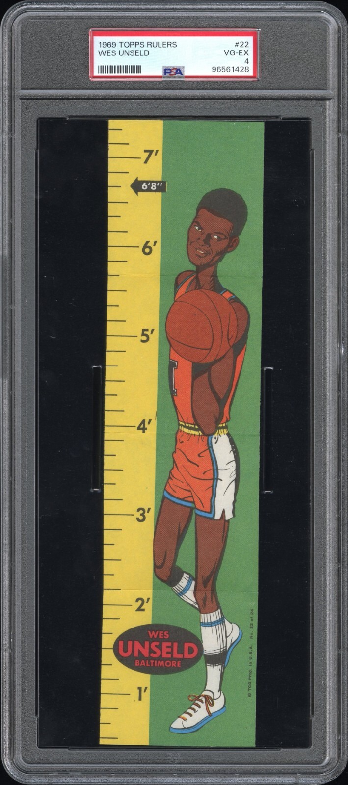 Wes Unseld 1969-70 Topps Basketball Rulers #22- PSA Graded 4 VG-EX