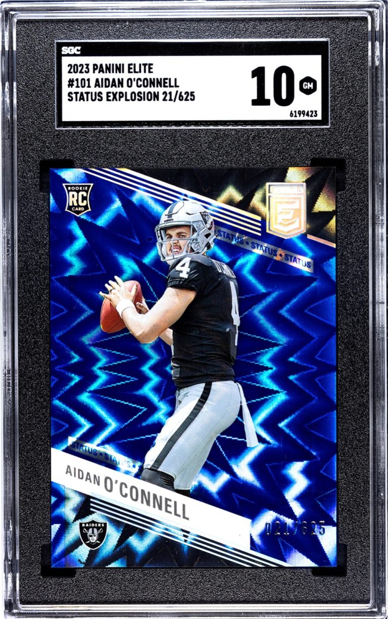 Aidan O'Connell 2023 Panini Elite Status RC Card /625 #101 -SGC Graded 10 Gem MT
