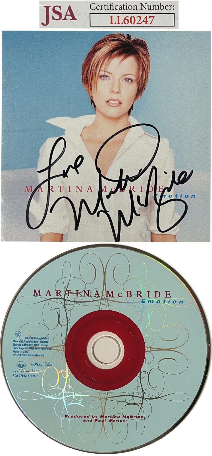 Martina McBride signed 1999 Emotion Album Cover Booklet w/ CD w/ Love- JSA