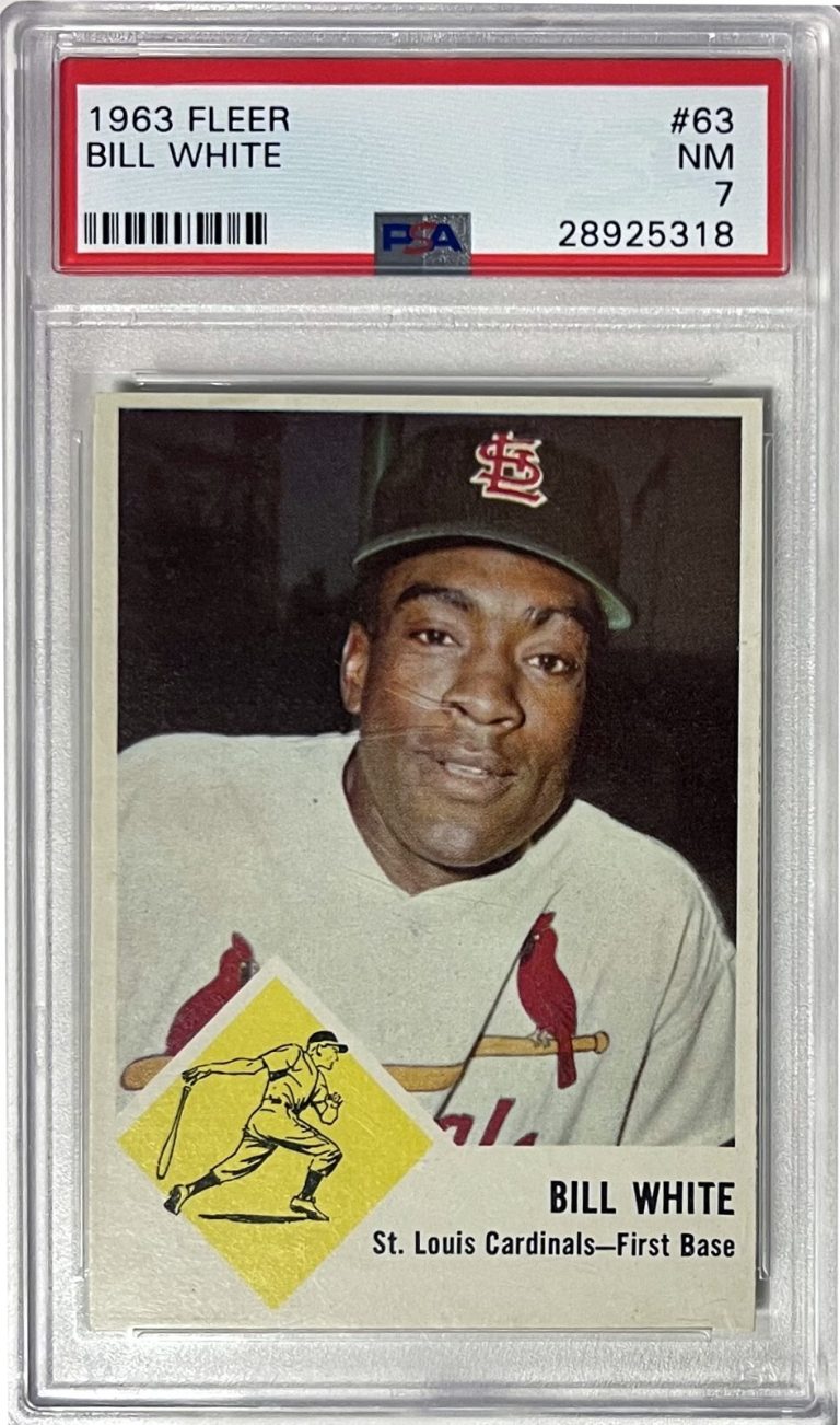 Bill White 1963 Fleer Baseball Card #63- PSA Graded 7 NM