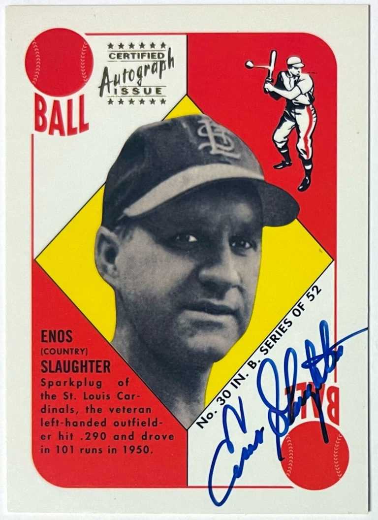 Enos Slaughter signed 1997 Topps Stars Rookie Reprint Certified On Card Auto #14