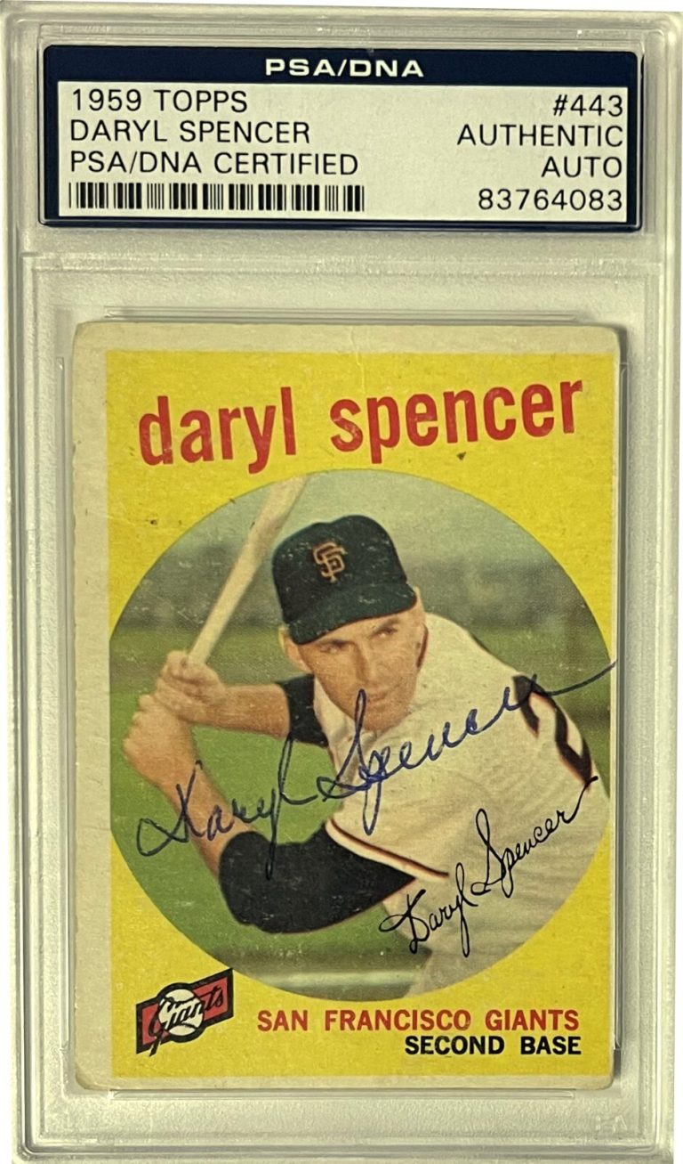 Daryl Spencer signed 1959 Topps On Card Auto #443- PSA/DNA Certified Authentic