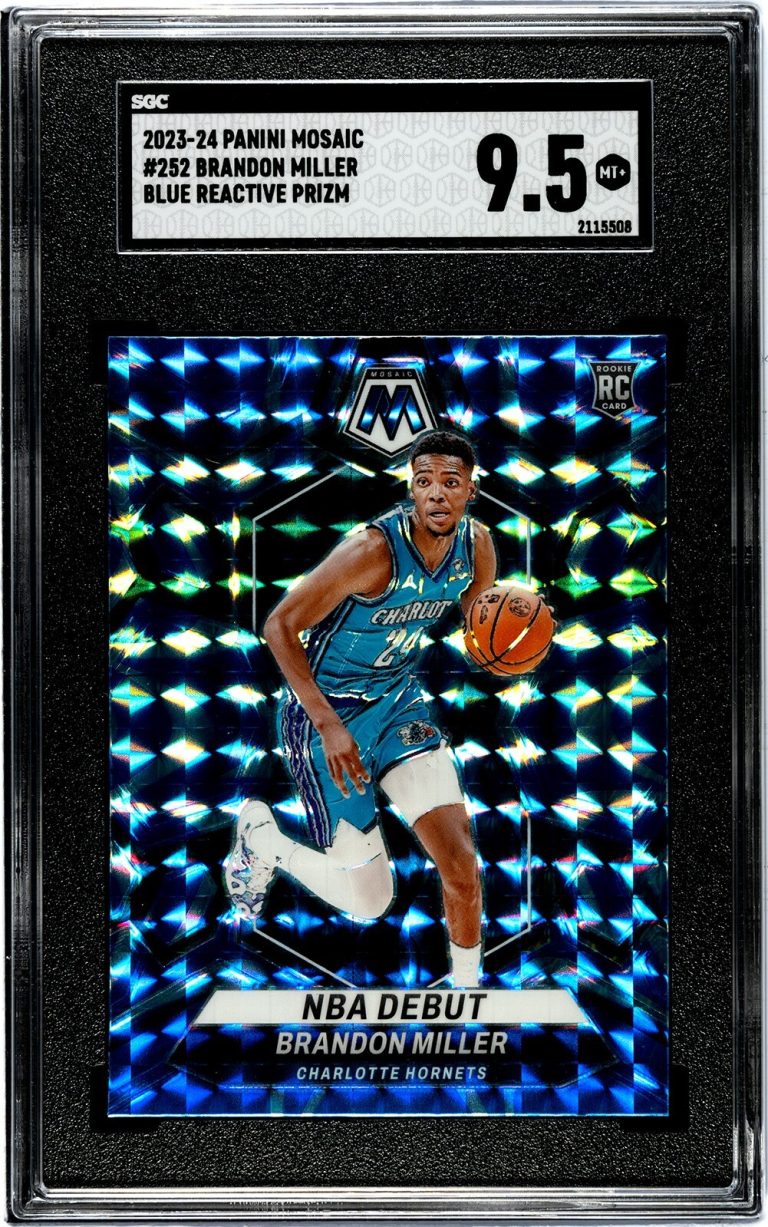 Brandon Miller 2023-24 Panini Mosaic Blue Prizm Rookie Card- SGC Graded 9.5 MT+