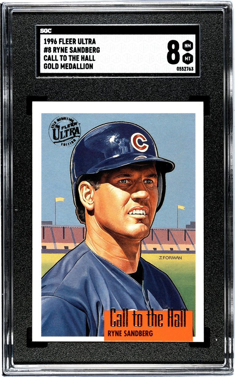 Ryne Sandberg 1996 Fleer Ultra Call to Hall Gold Medallion Card- SGC Graded 8 NM