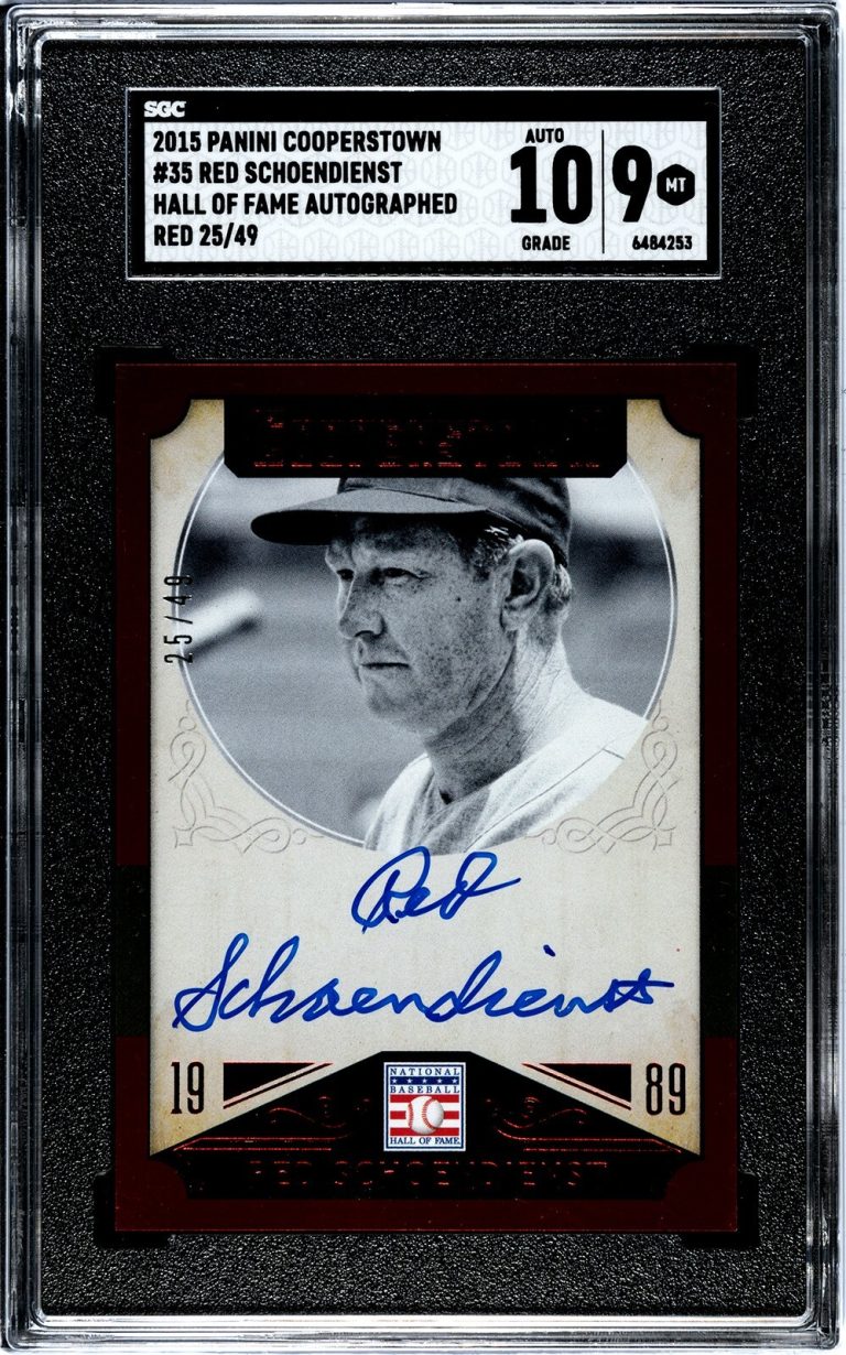 Red Schoendienst signed 2015 Panini HOF Autographed On Card Auto-SGC Graded 9 MT