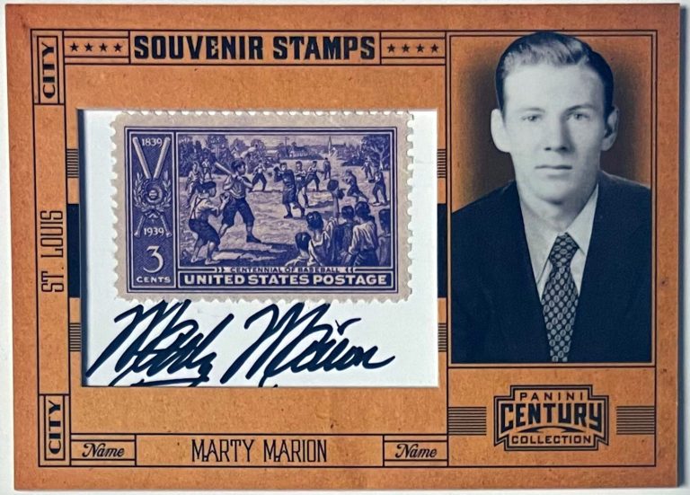 Marty Marion signed 2011 Panini Souvenir Stamps Century Collection Card #39- 7/8