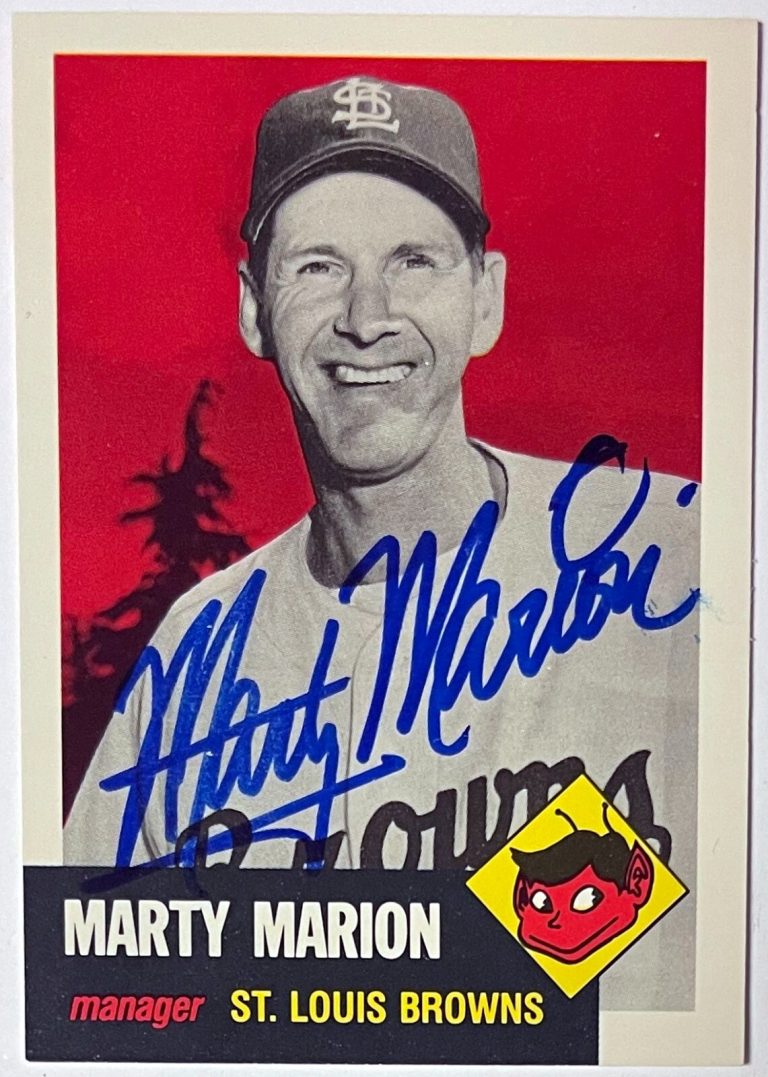 Marty Marion signed 1991 Topps Archives 1953 St. Louis Browns On Card Auto #302
