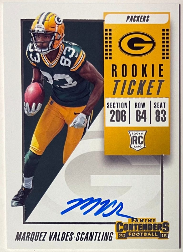 Marquez Valdes-Scantling signed 2018 Panini Contenders Rookie Ticket OnCard Auto