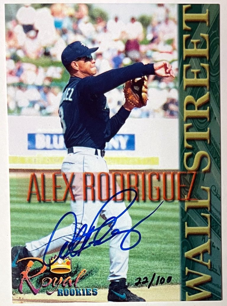 Alex Rodriguez signed 2000 Royal Rookies Wall Street Promo On Card Auto- /100