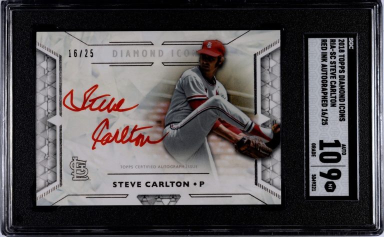 Steve Carlton signed 2018 Topps Diamond Icons Red On Card Auto- SGC Graded 9 MT