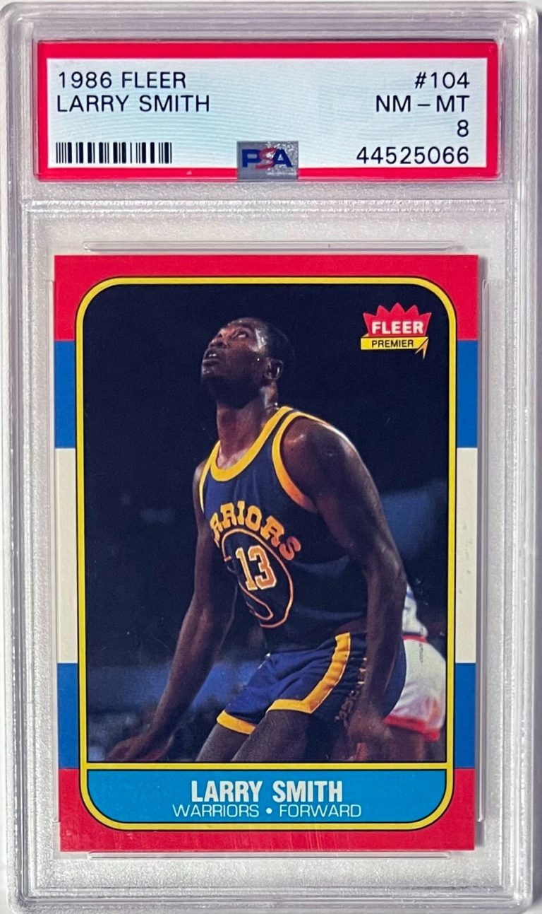 Larry Smith 1986-87 Fleer Card #104- PSA Graded 8 NM-MT  (Golden State Warriors)