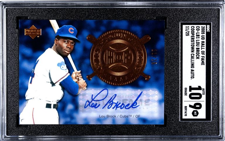 Lou Brock signed 2005 UD HOF Cooperstown Auto Card #CO-LB1- SGC Graded 9 Mint