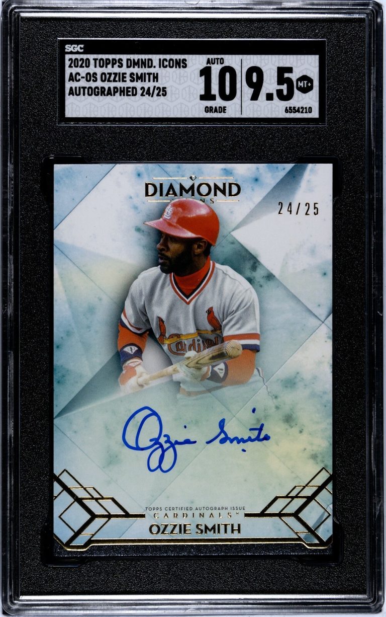 Ozzie Smith signed 2020 Topps Diamond Icons On Card AC-OS SGC Graded 9.5/10 AUT0