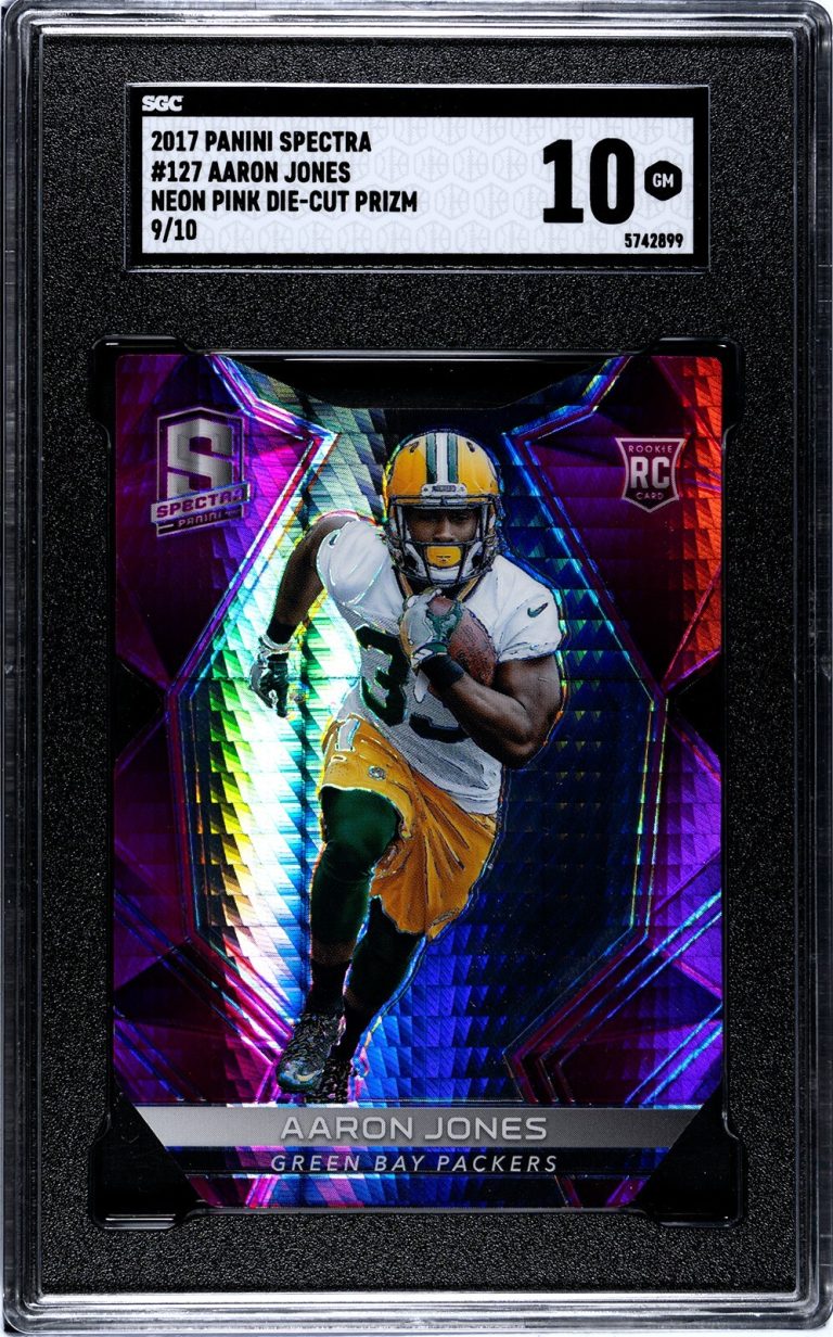 Aaron Jones 2017 Panini Spectra Neon Pink Die-Cut Prizm RC 9/10-SGC Graded 10 GM