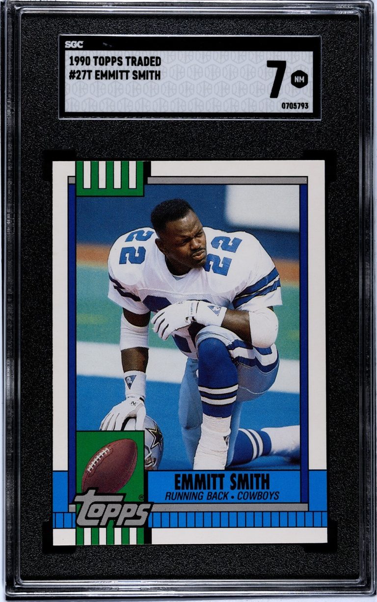 Emmitt Smith 1990 Topps Traded Rookie Card (RC) #27T- SGC Graded 7 NM