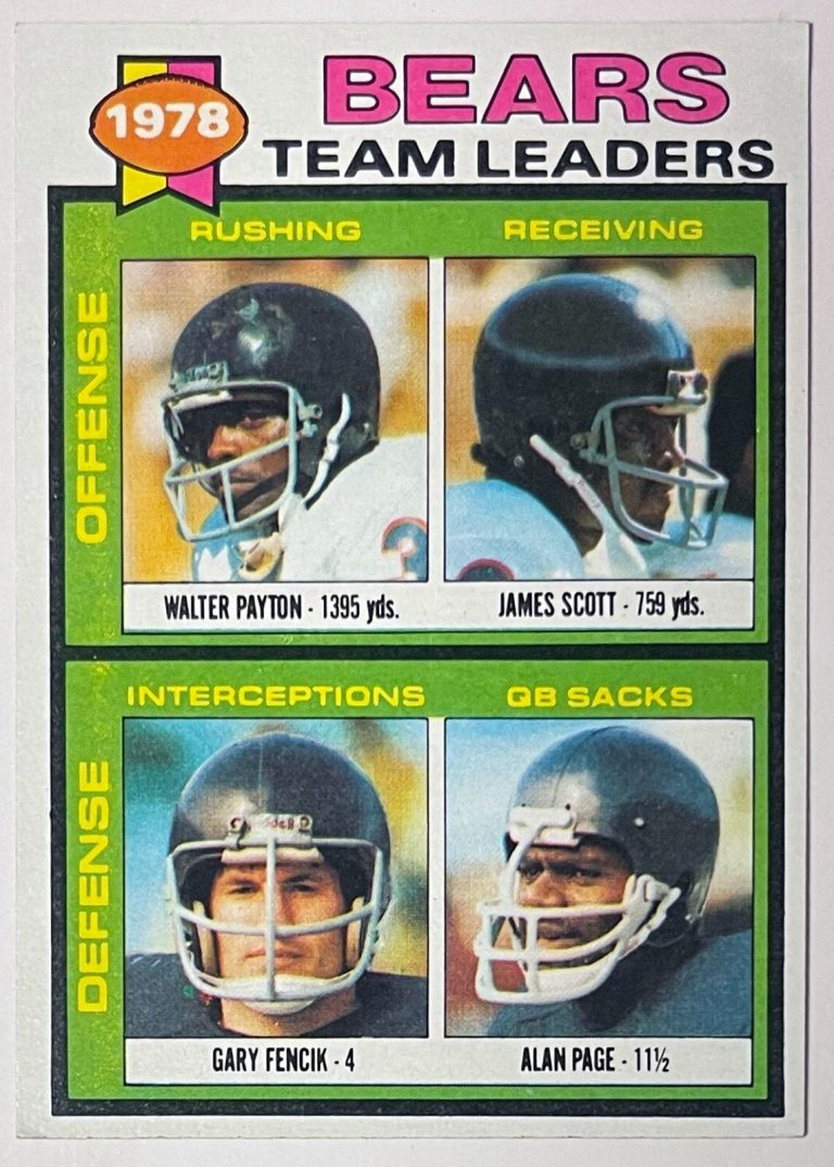 1979 Topps Chicago Bears Team Leaders Card #132- Walter Payton/Alan Page/Fencik