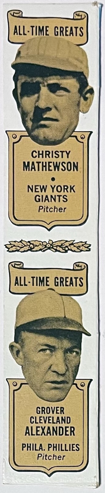 1969-70 Bazooka Bubble Gum Greats HOF Card 2-card panel – Mathewson/Alexander
