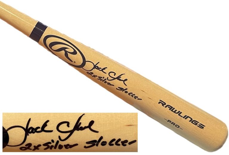 Jack Clark signed Rawlings Pro Model Blonde 34” Bat 2X Silver Slugger Giants JSA