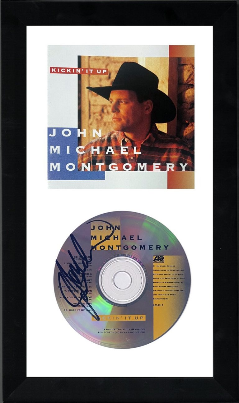 John Michael Montgomery signed 1994 Kickin' It Up Album CD w/ Cover Framed- JSA