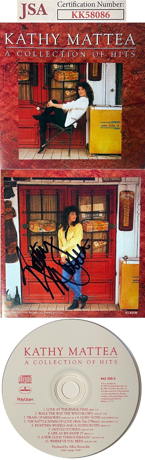 Kathy Mattea signed 1990 A Collection of Hits Album Inside Cover w/ CD/Case- JSA