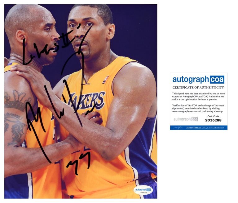 Metta World Peace ‘Los Angeles Lakers’ Signed 8x10 Photo Ron Artest ACOA Kobe